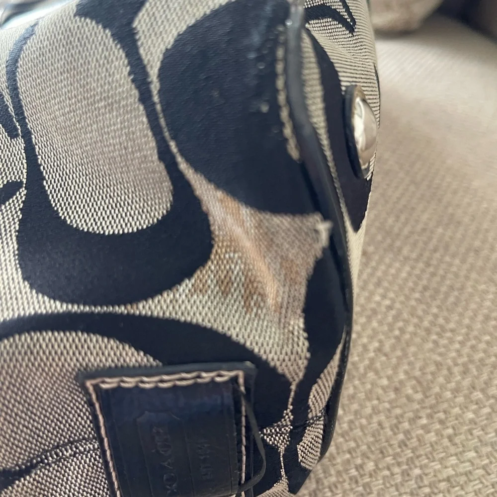 Coach Black and Tan Signature Tote